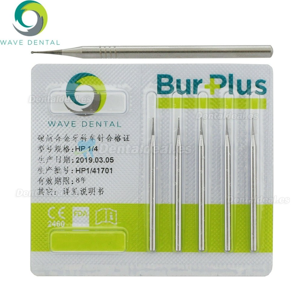 10Pcs Wave Dental Carbide Straight Handpiece Burs Round HP 1/4# Burs